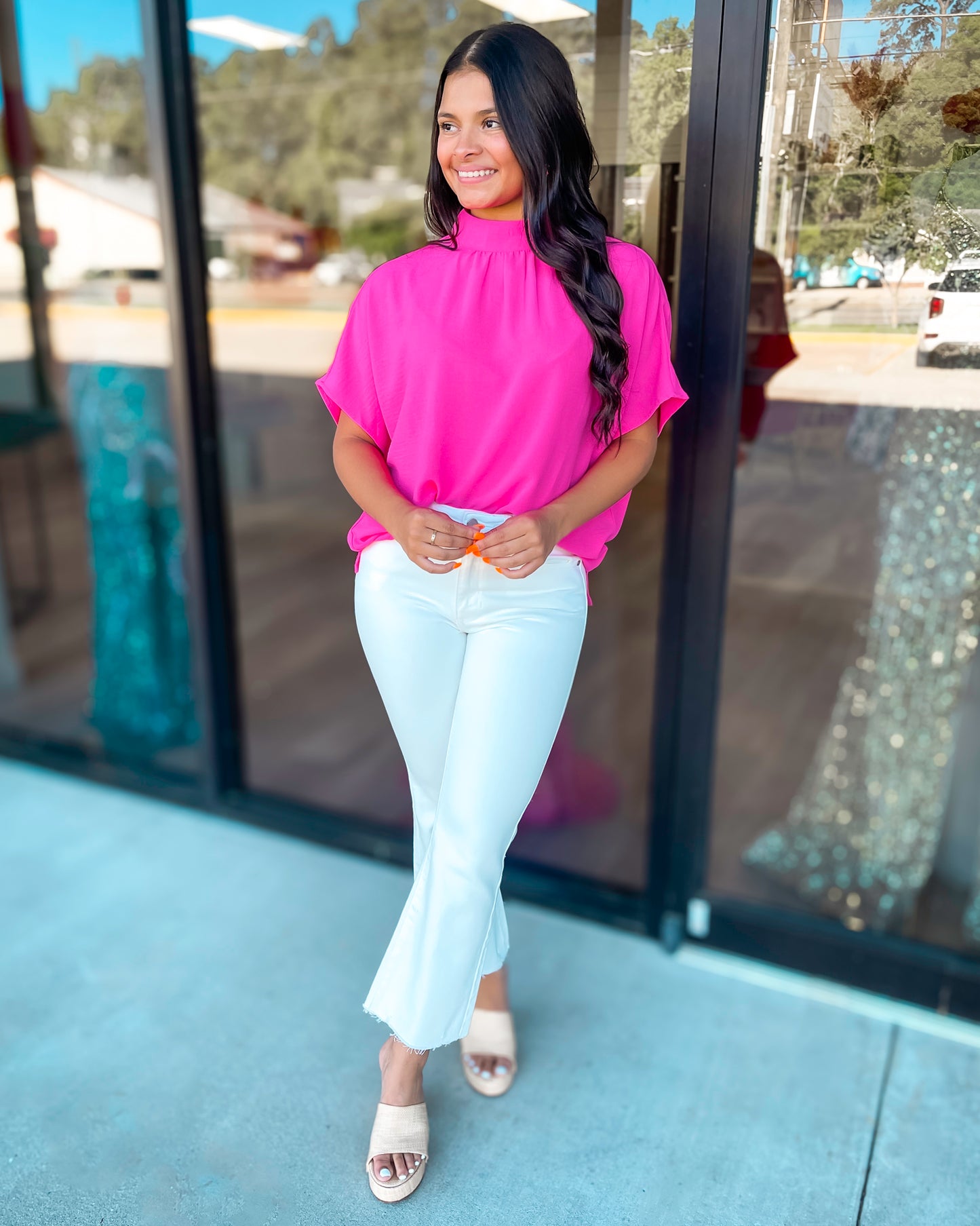 OUT OF THE OFFICE MOCK NECK TOP