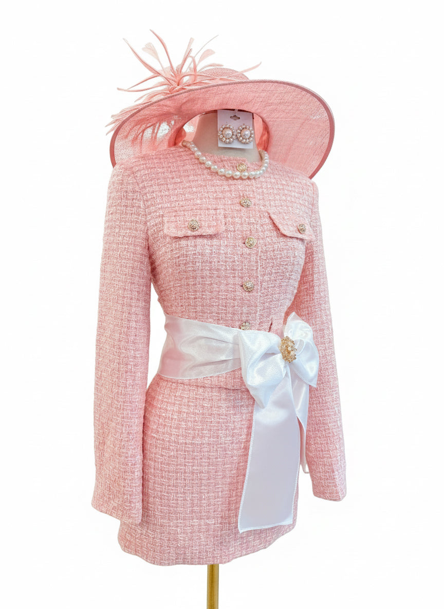 BRIGHT WHITE SATIN SASH + PREMADE BOW