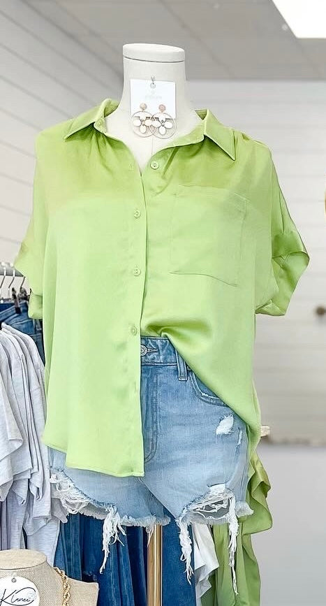 Satin Pocket Detail Top