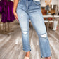 MEDIUM WASH CROPPED FLARES