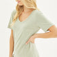 Knit Solid Jersey Basic V-Neck T-Shirt