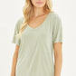 Knit Solid Jersey Basic V-Neck T-Shirt