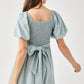 Cross Wrap Front Puff Sleeve Dress