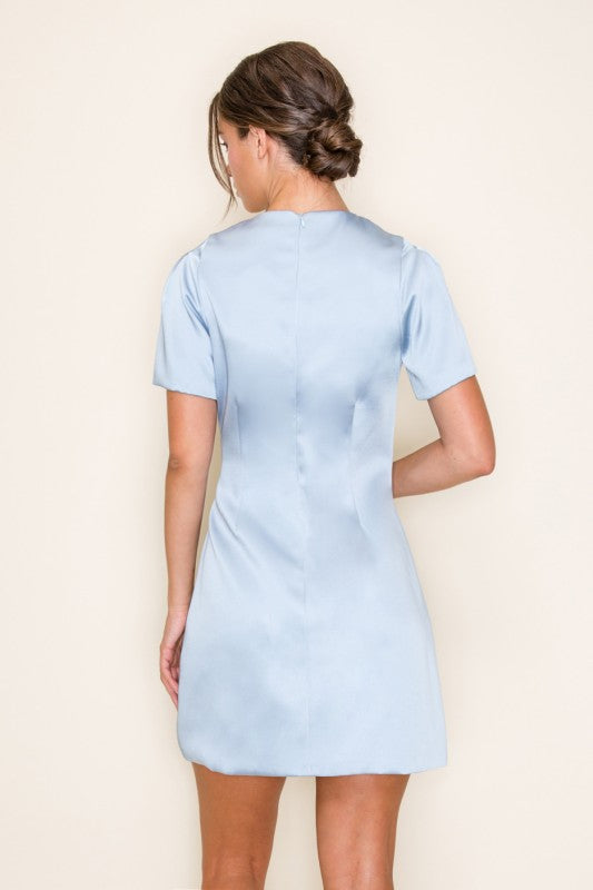 SATIN PUFF SLEEVE MINI DRESS