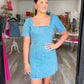 HELLO DARLIN' PUFF SLEEVE DENIM DRESS