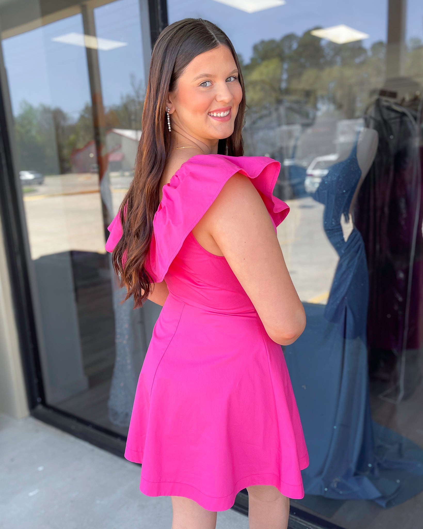 'Pretty in Pink' One Shoulder Babydoll Dress