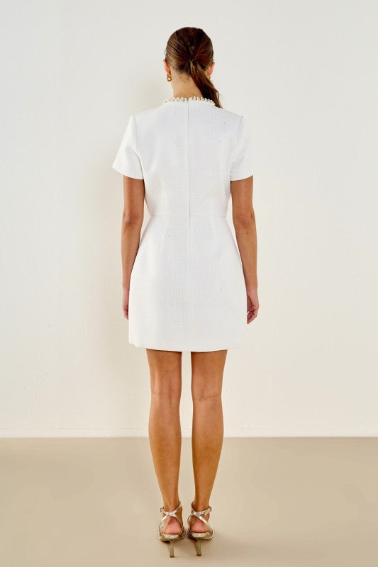 White Pearl Homecoming Court Suit Dress