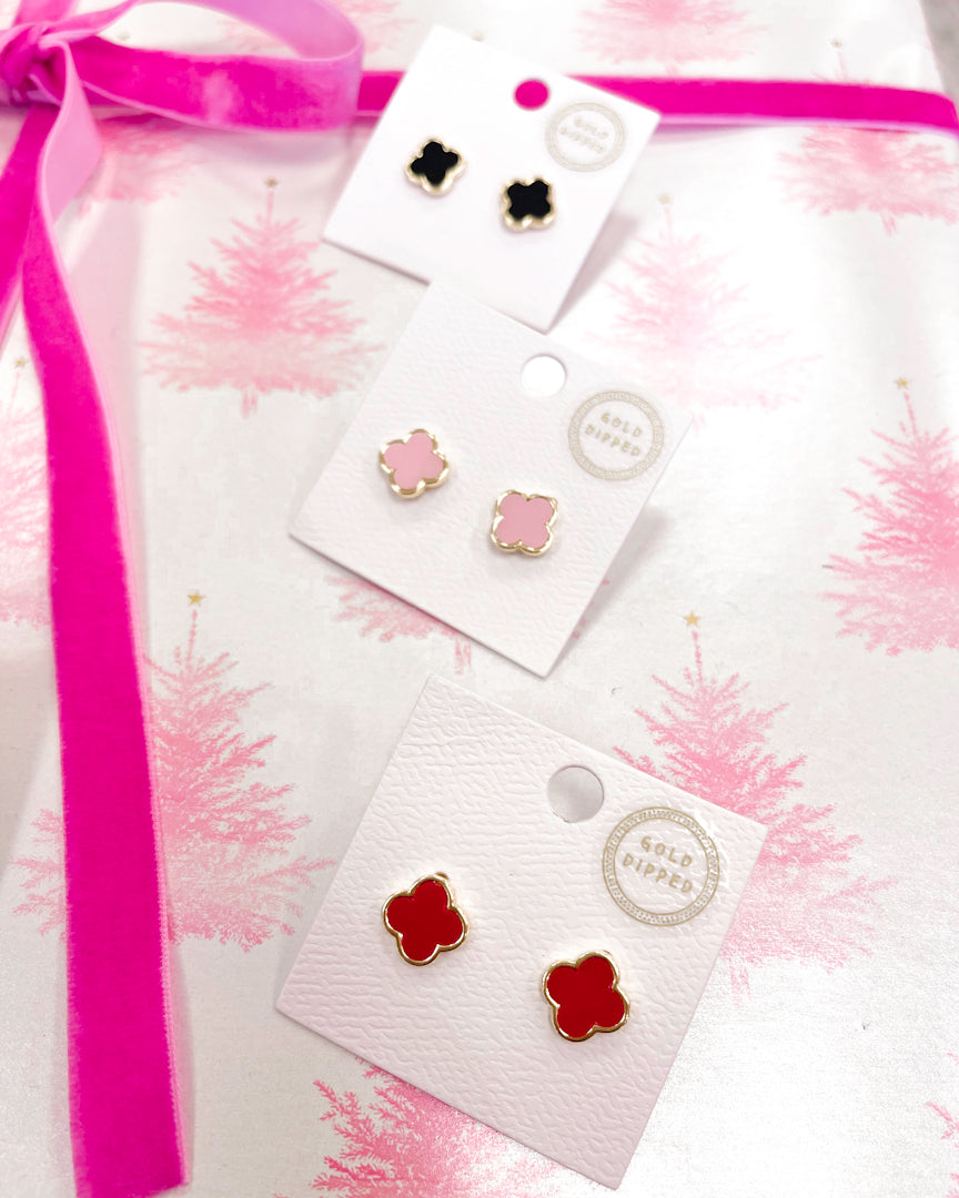 Gold Dipped Quatrefoil Studs