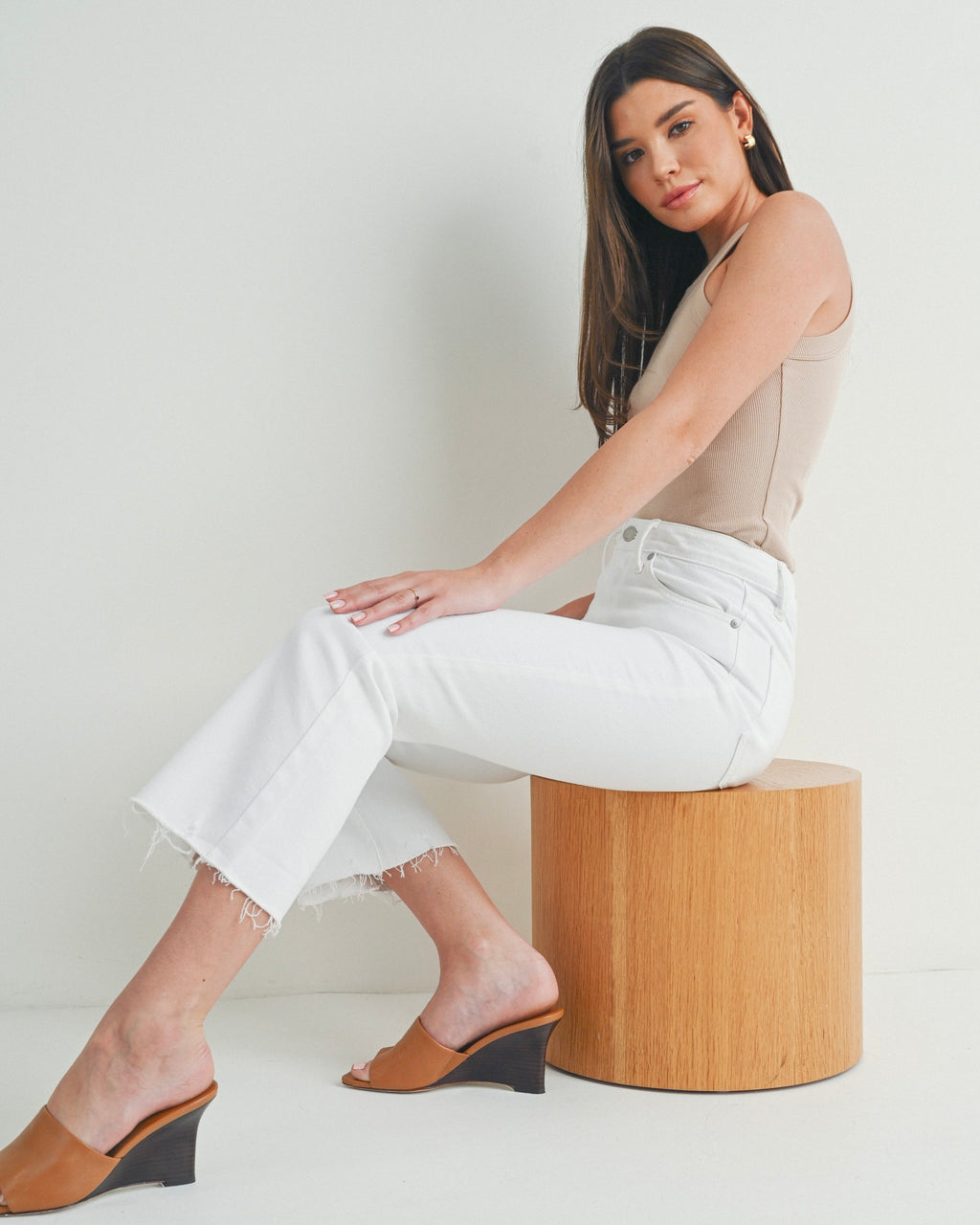 ON MY WAY WHITE CROPPED FLARES