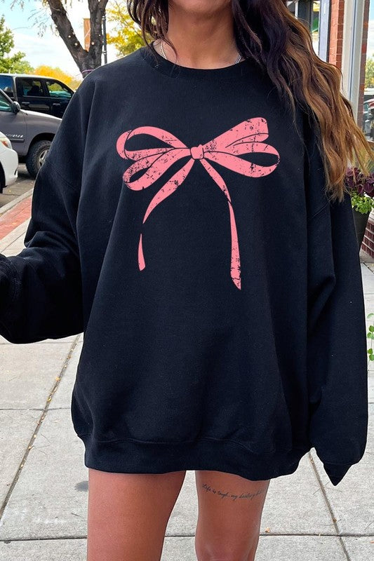 Pink Bow Graphic Sweatshirt