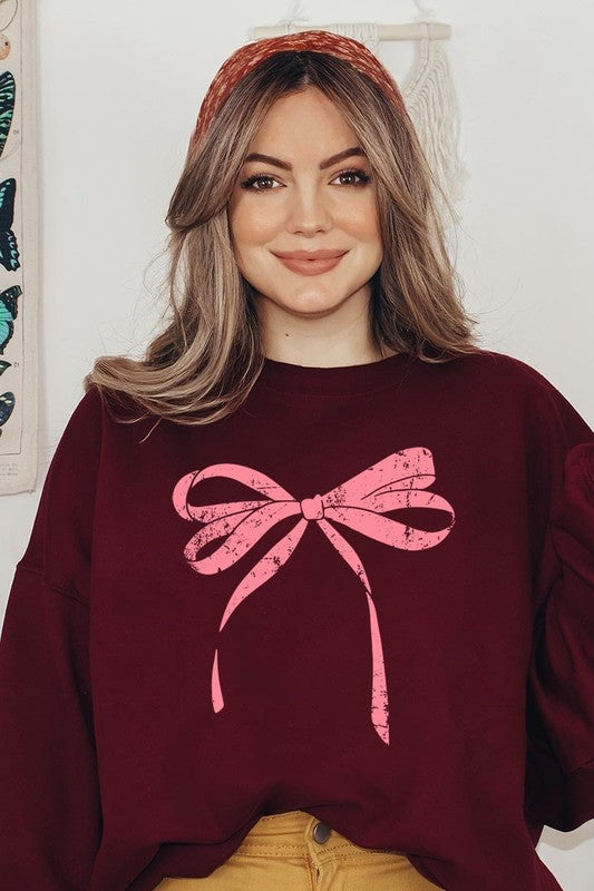 Pink Bow Graphic Sweatshirt