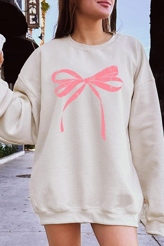 Pink Bow Graphic Sweatshirt