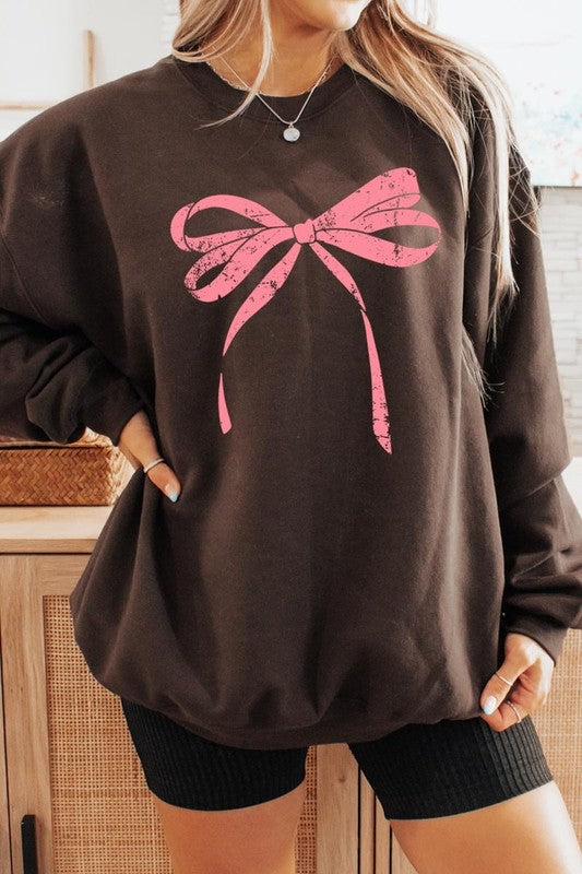 Pink Bow Graphic Sweatshirt