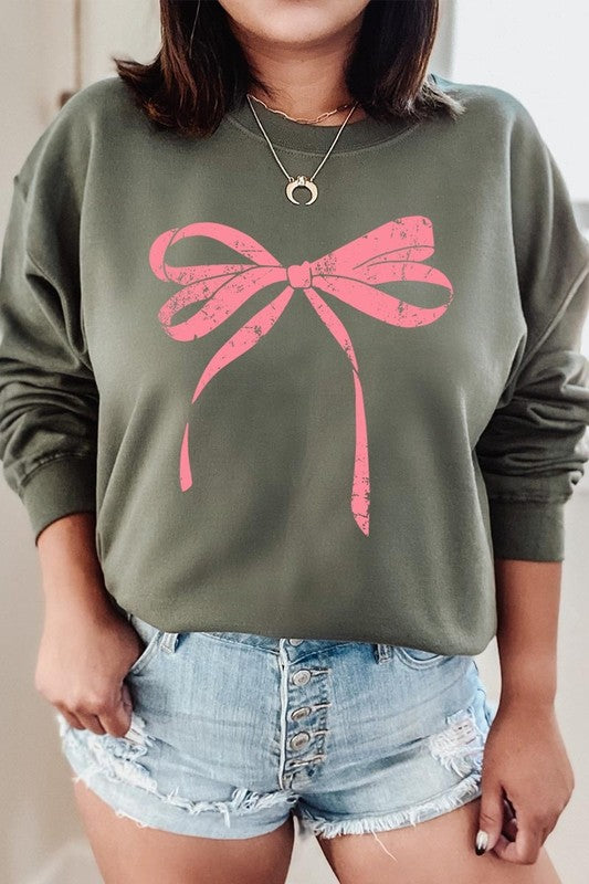 Pink Bow Graphic Sweatshirt