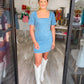 HELLO DARLIN' PUFF SLEEVE DENIM DRESS