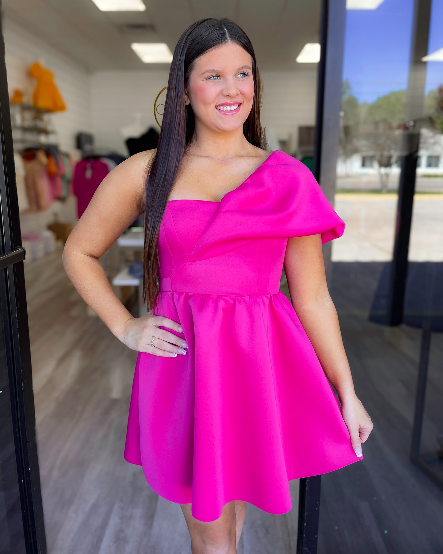 One Shoulder Fit & Flare Dress