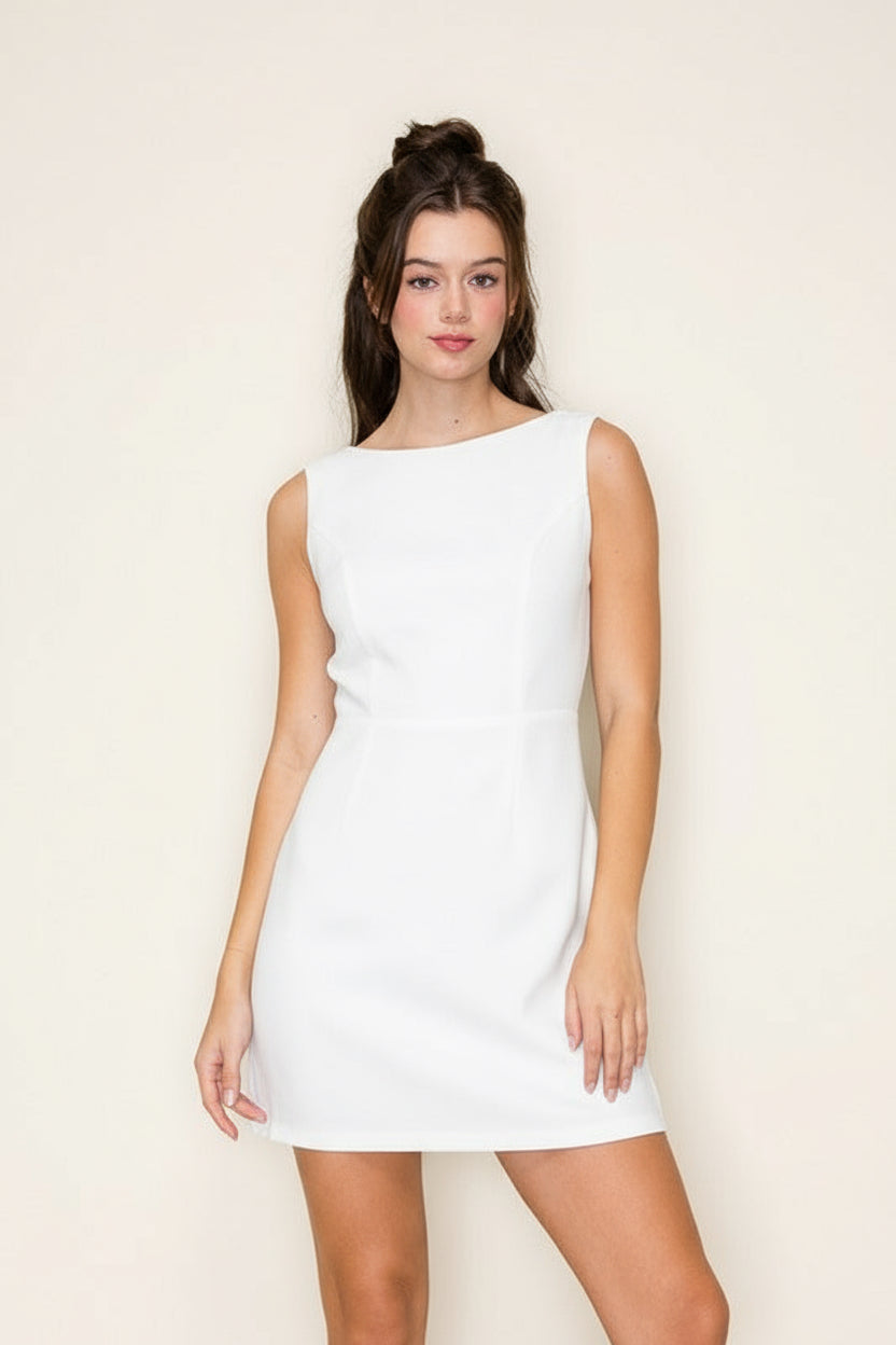 TIMELESSLY CLASSIC BOAT NECK MINI DRESS