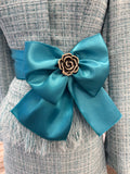 Teal Satin Sash + Bow