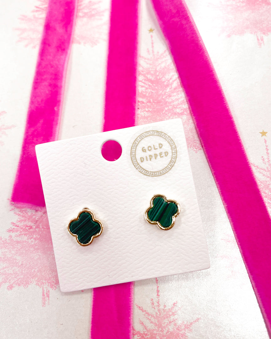 Gold Dipped Quatrefoil Studs