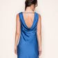 SIMPLE SATIN DRAPED BACK MINI DRESS