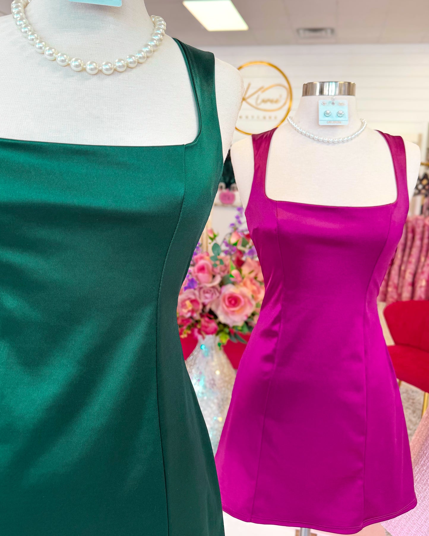 'SATIN SWEETIE' OPEN BACK MINI DRESS