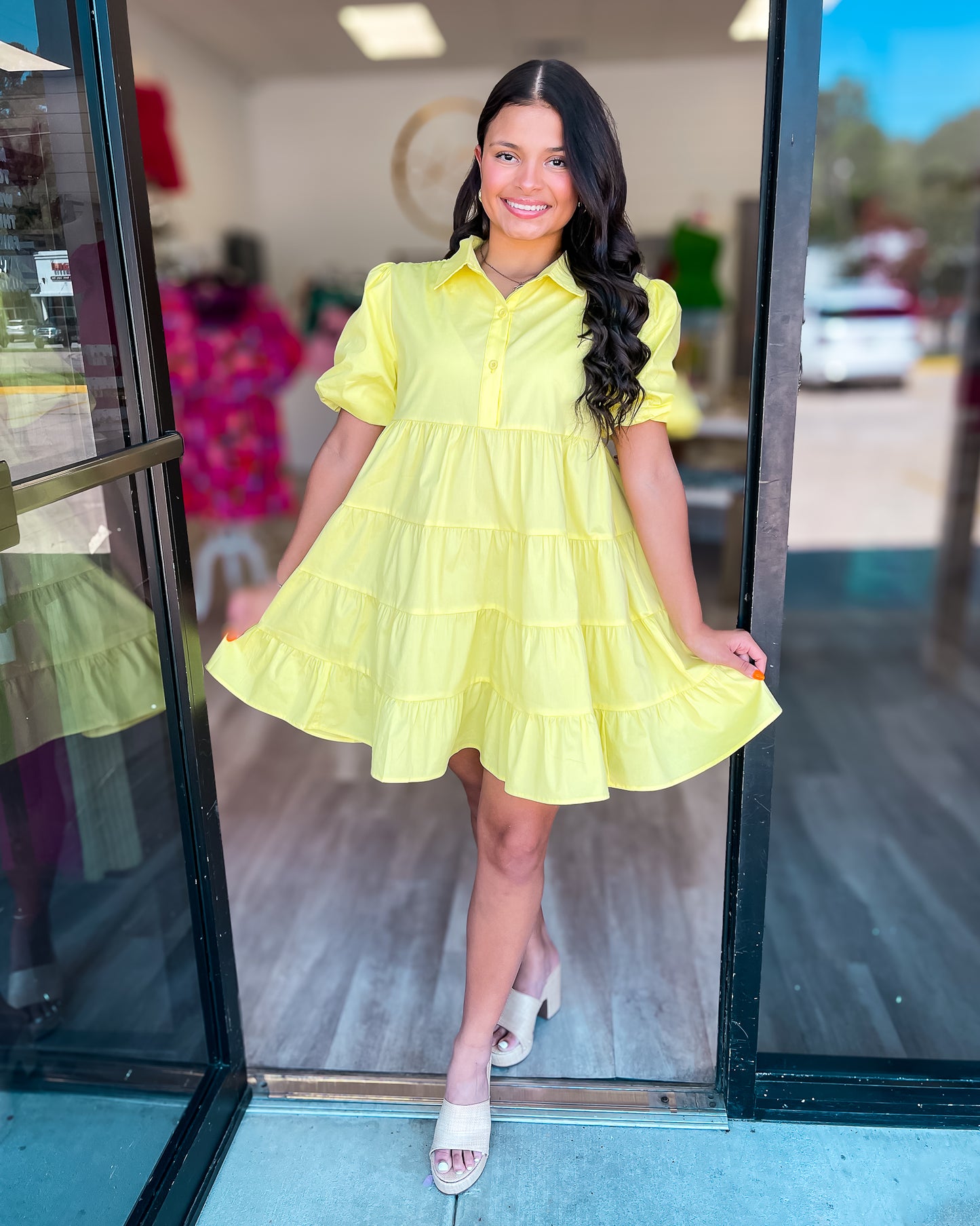 ON THE BOARDWALK TIERED BABYDOLL DRESS