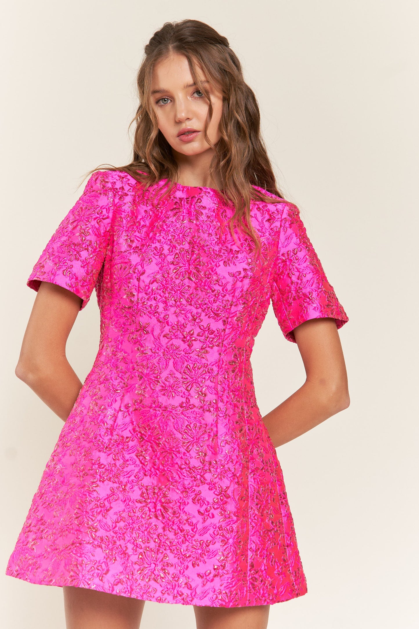 'FOR THE LOVE OF JACQUARD' FLORAL MINI DRESS