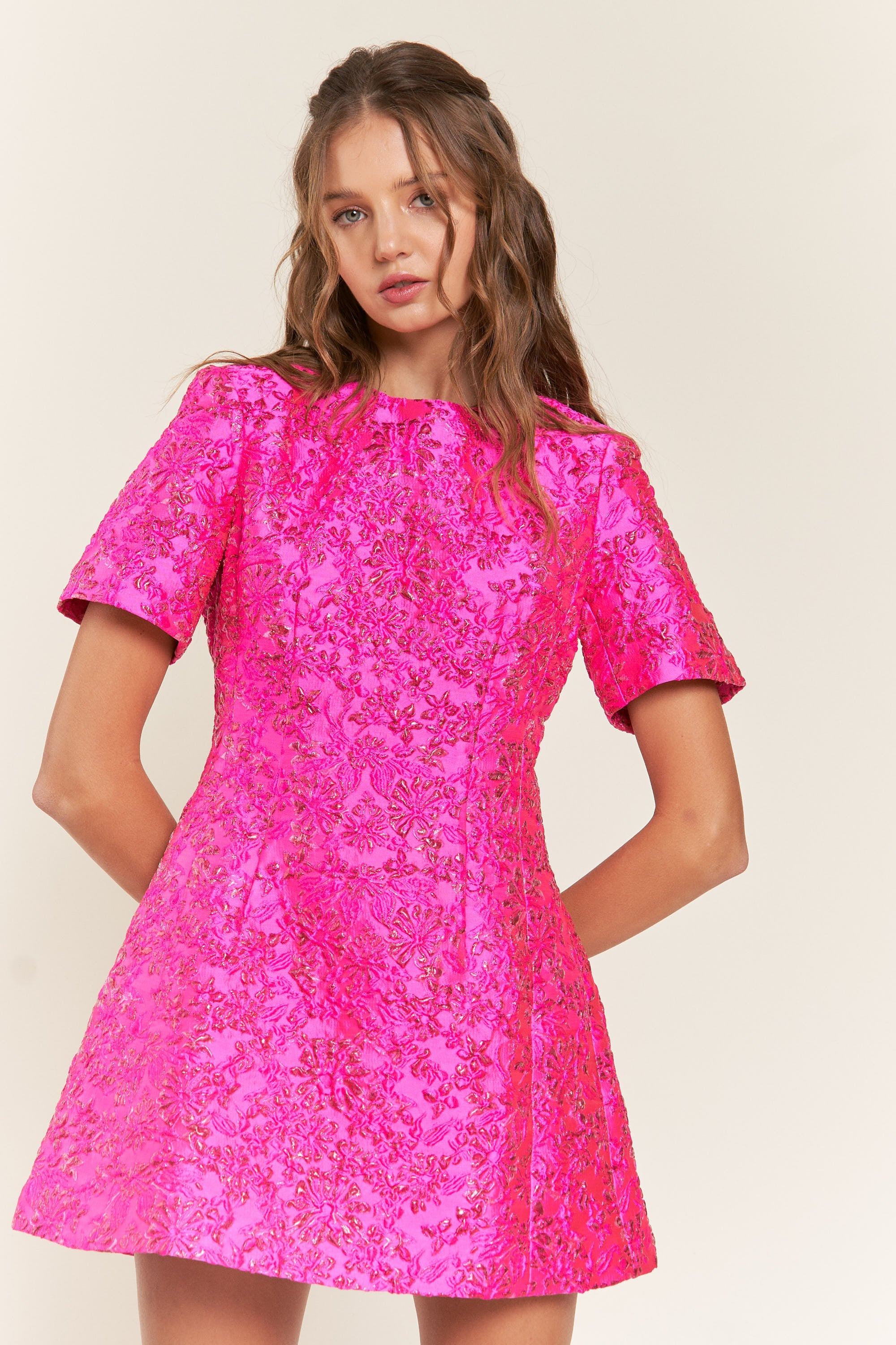 'FOR THE LOVE OF JACQUARD' FLORAL MINI DRESS
