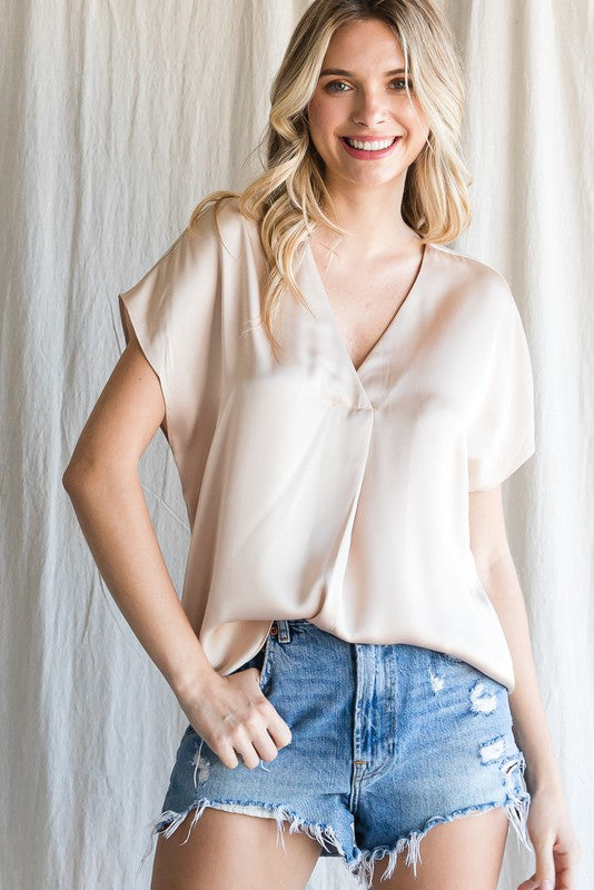 POP THE CHAMPAGNE V-NECK TOP