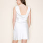 SIMPLE SATIN DRAPED BACK MINI DRESS
