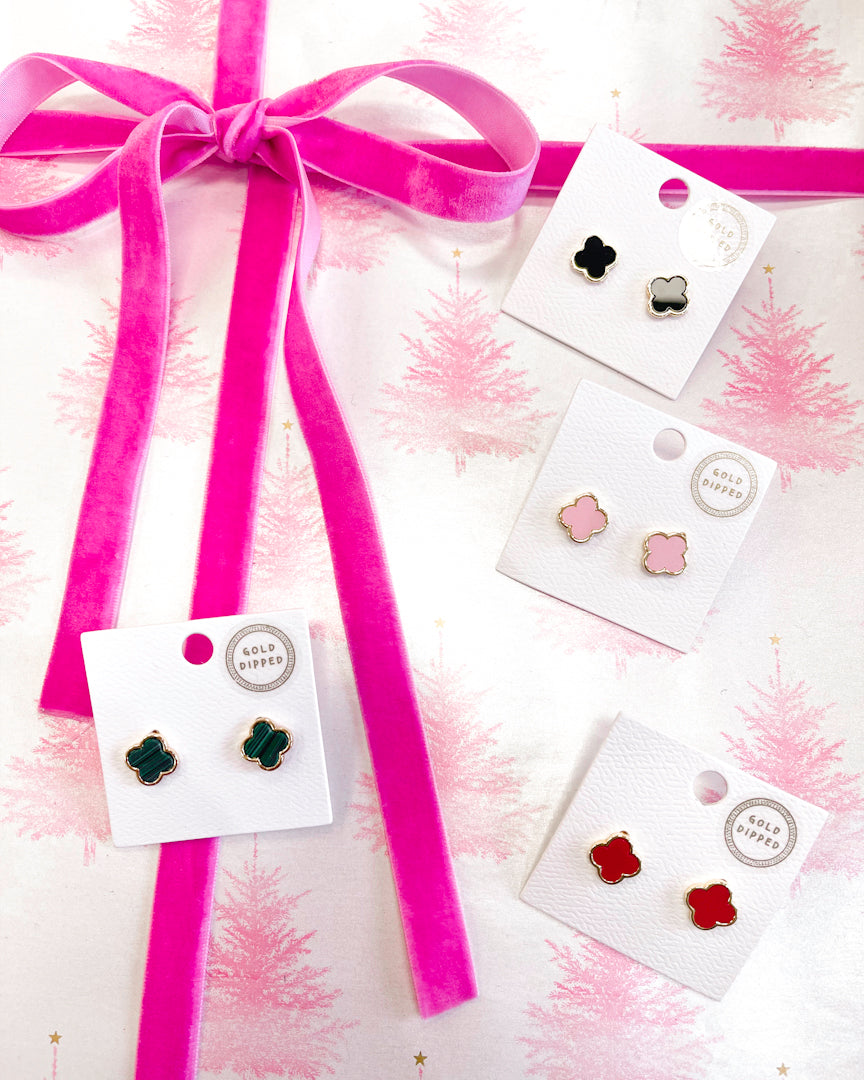 Gold Dipped Quatrefoil Studs