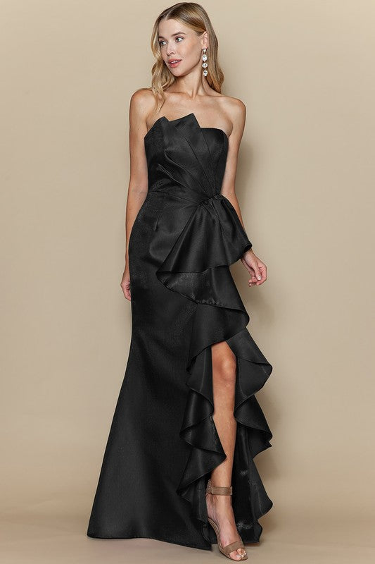 THE MAIN EVENT RUFFLED MAXI DRESS