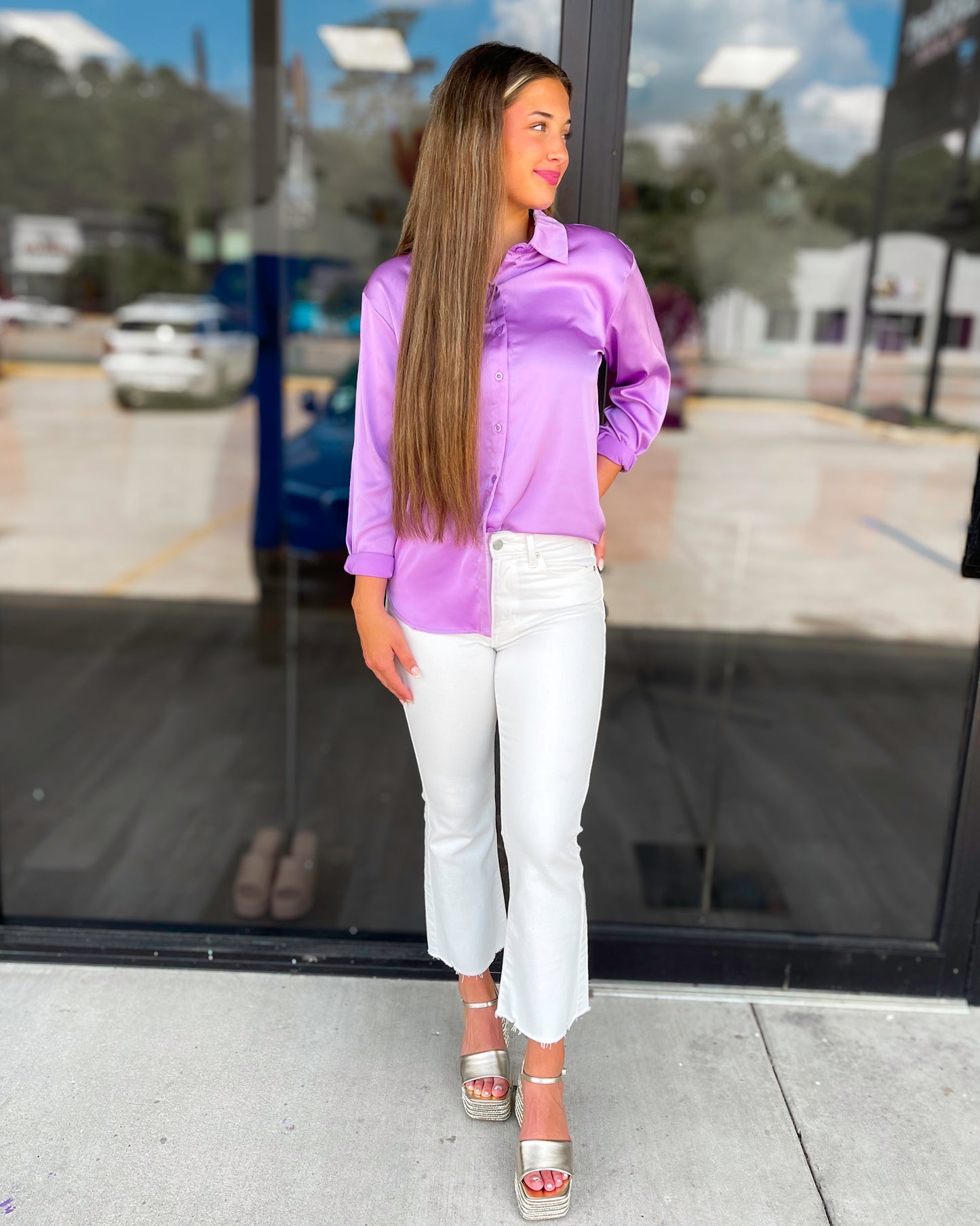 BOSS BABE BUTTON DOWN TOP