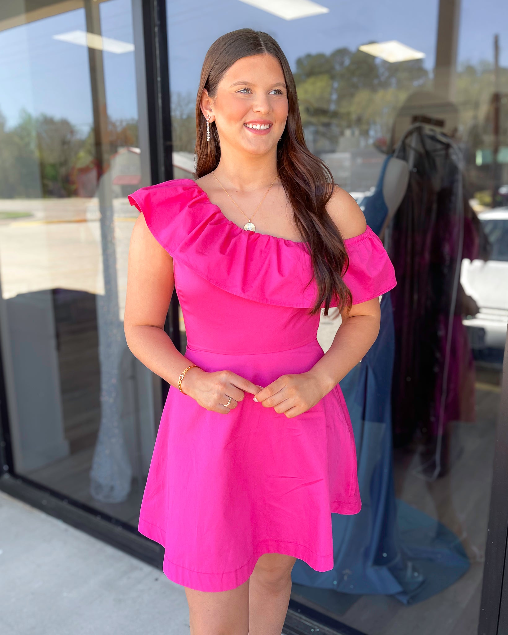 'Pretty in Pink' One Shoulder Babydoll Dress