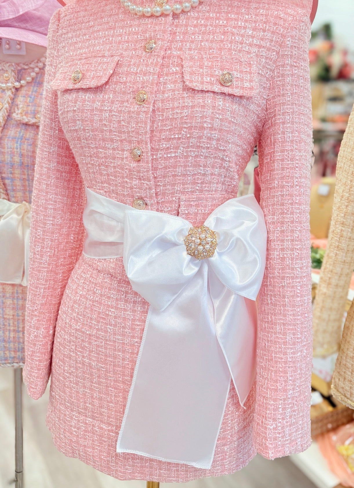 BRIGHT WHITE SATIN SASH + PREMADE BOW