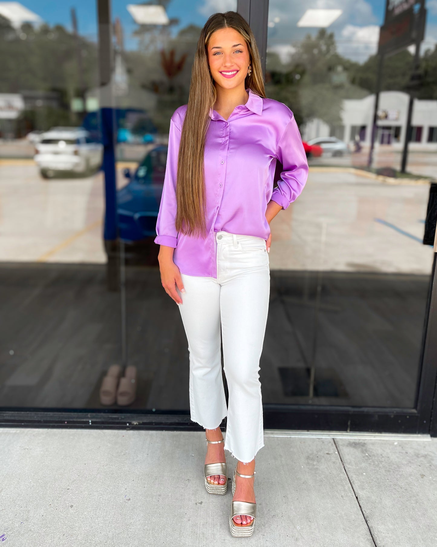 BOSS BABE BUTTON DOWN TOP