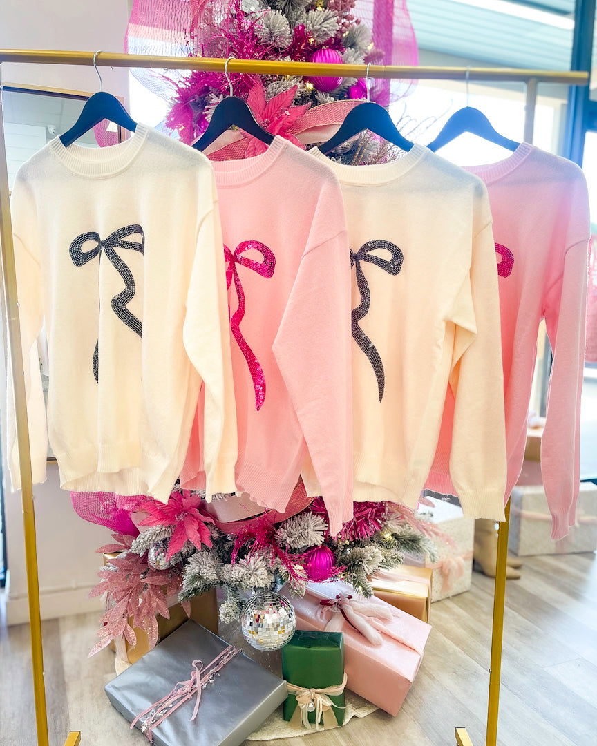 DOOR-BUSTER: SEQUIN BOW SWEATER