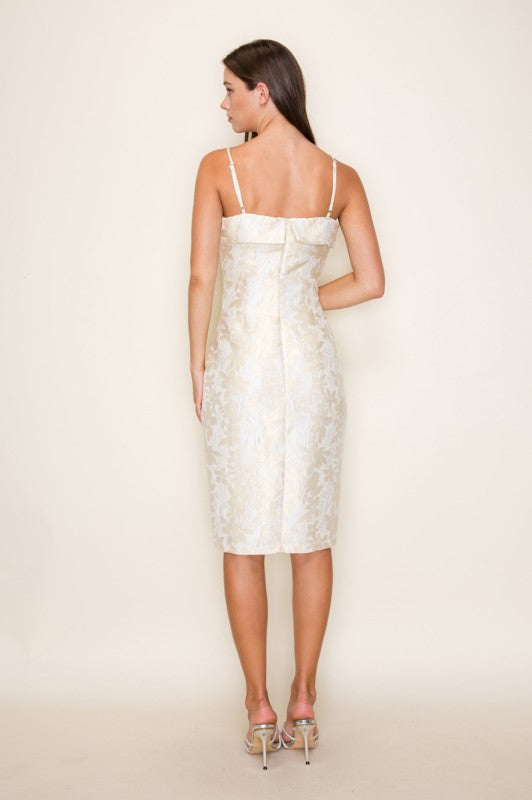 SIDE SLIT JACQUARD MIDI DRESS