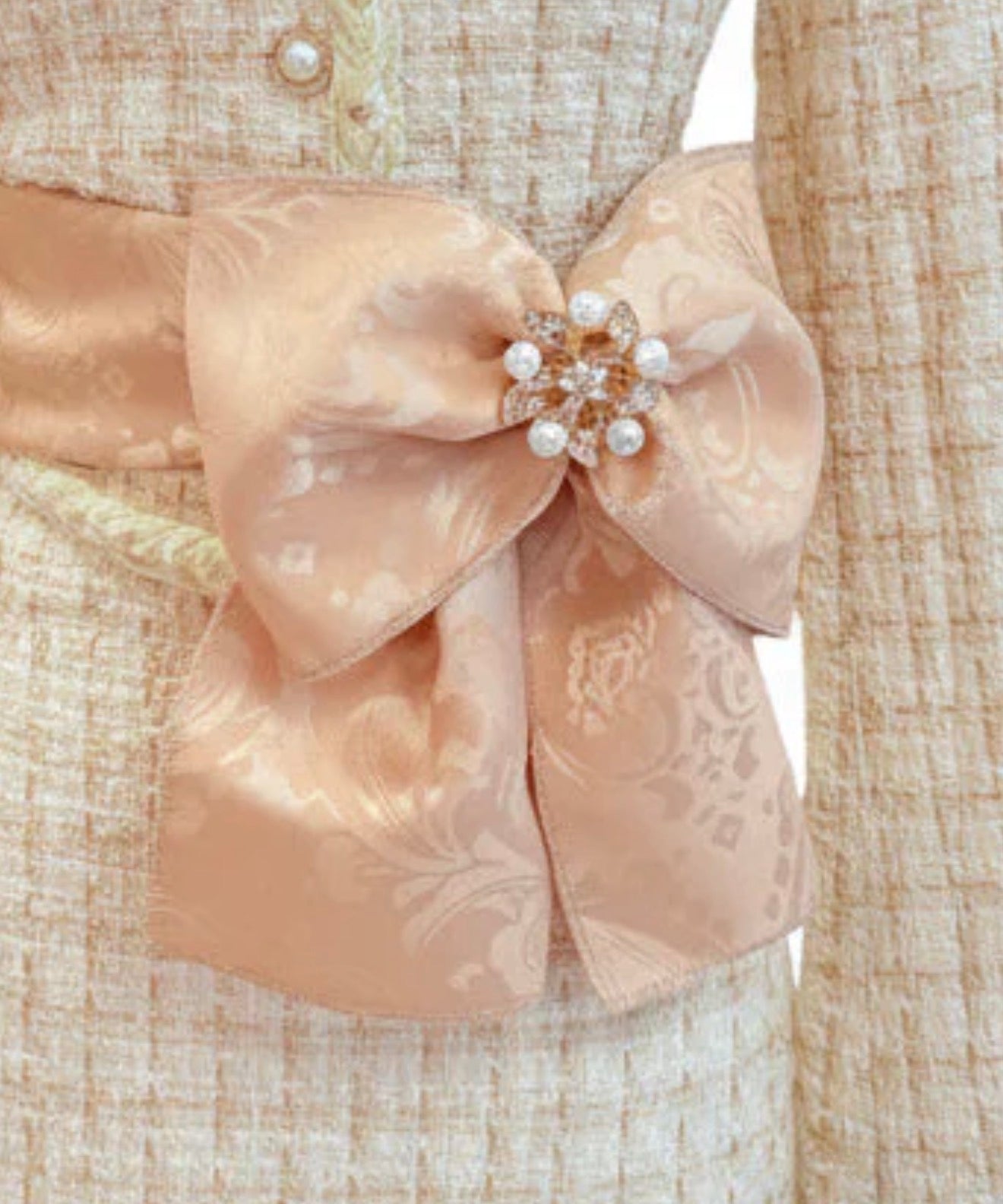 Gold Jacquard Sash + Premade Bow