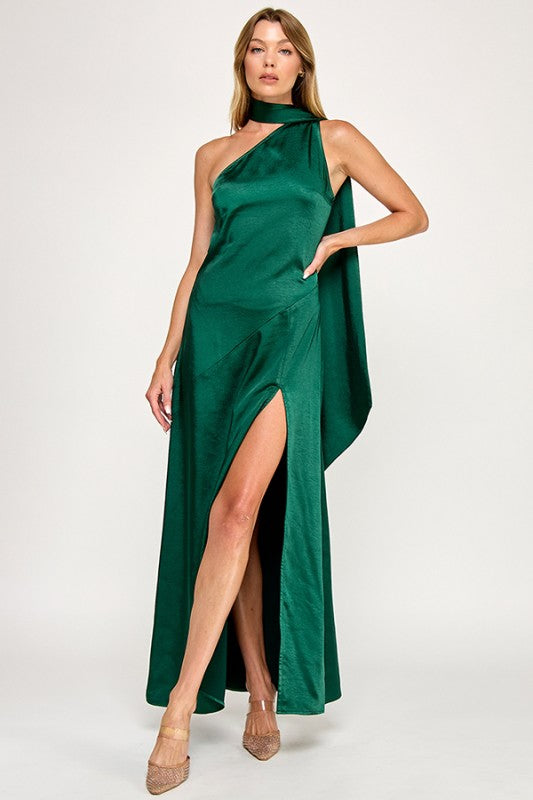 'GREEN WITH ENVY' SATIN MIDI