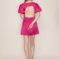 PUFF SLEEVE OPEN BACK MINI DRESS