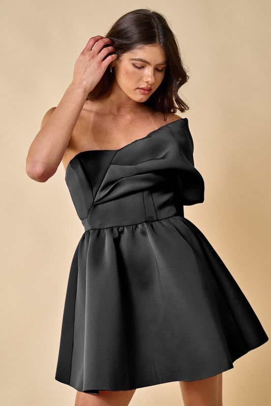 'ONE SHOULDER WONDER' SCUBA FLARE DRESS