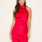 SATIN HALTER NECK SLIP DRESS