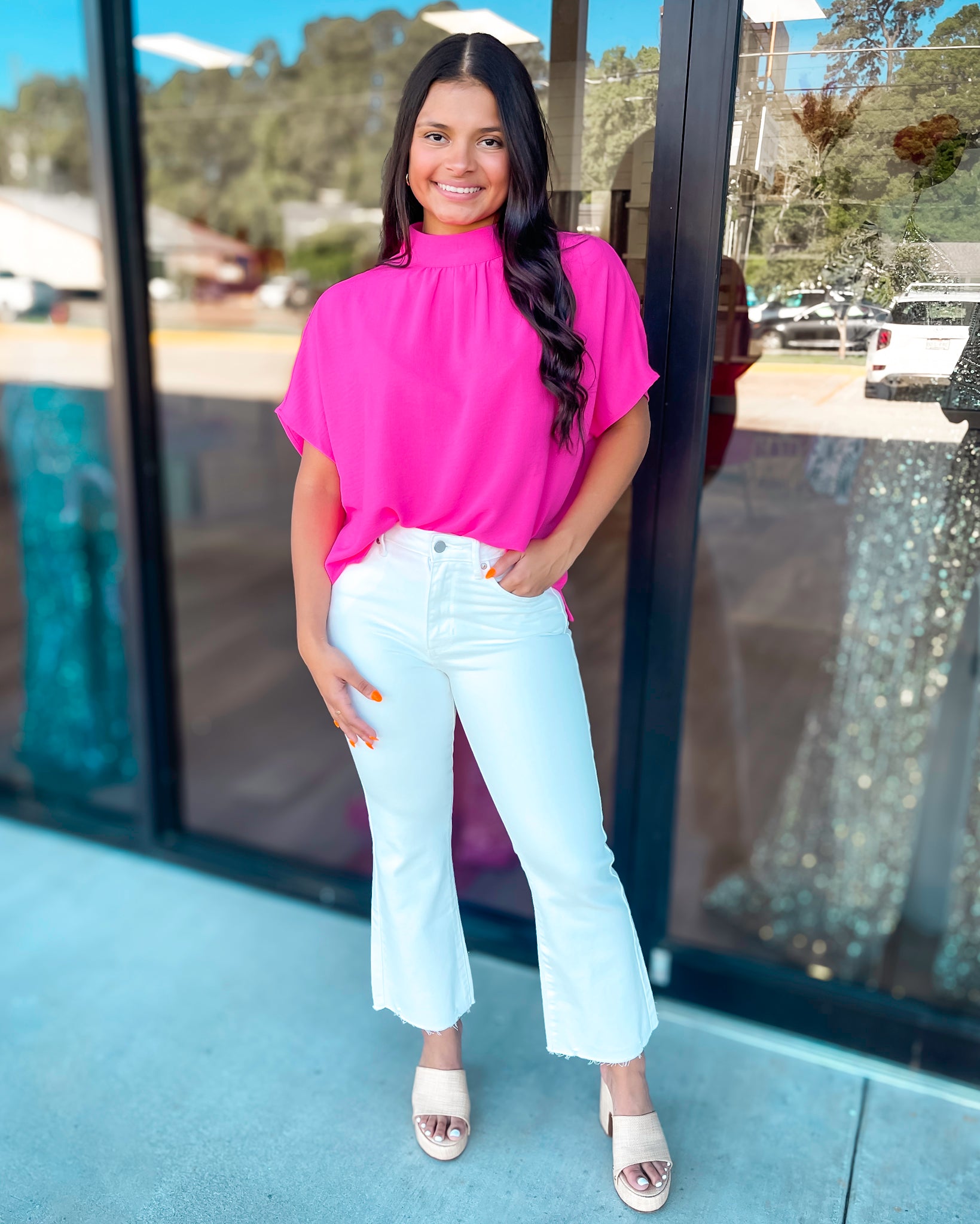 OUT OF THE OFFICE MOCK NECK TOP