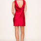 SIMPLE SATIN DRAPED BACK MINI DRESS