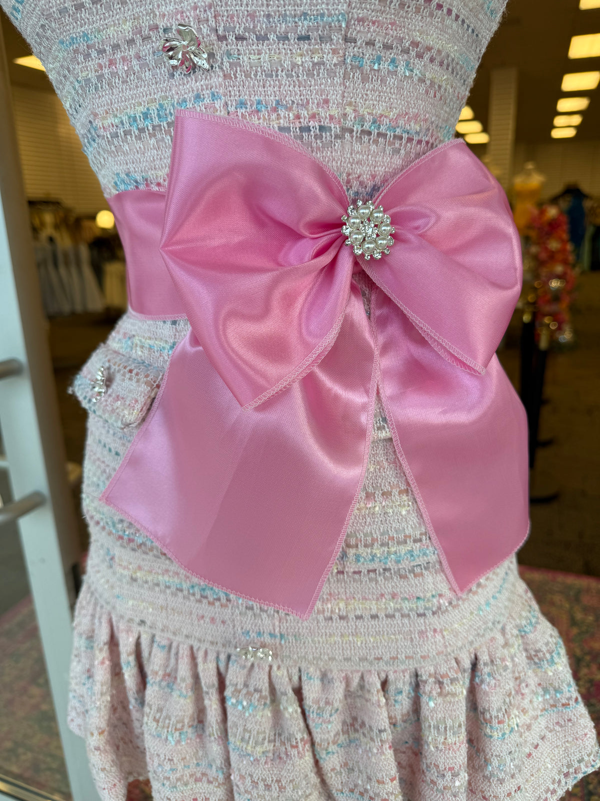 Bubblegum Pink Satin Bow Sash