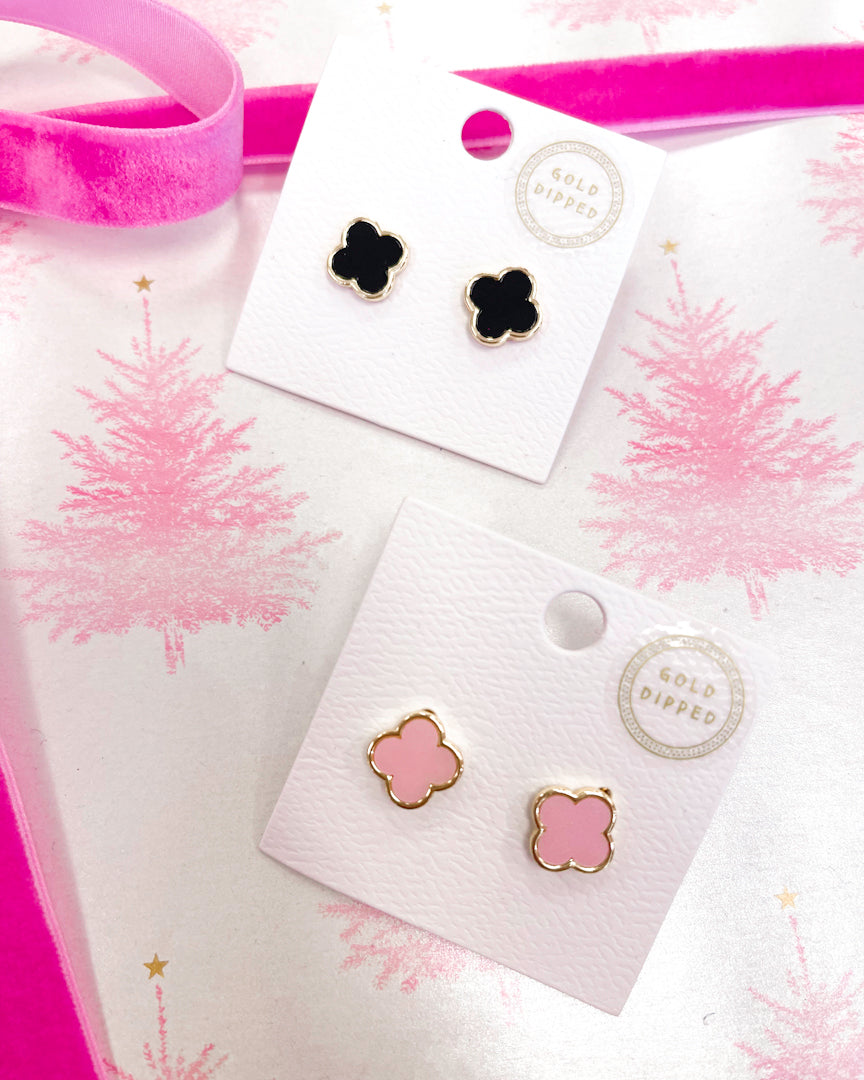 Gold Dipped Quatrefoil Studs