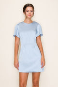 SATIN PUFF SLEEVE MINI DRESS
