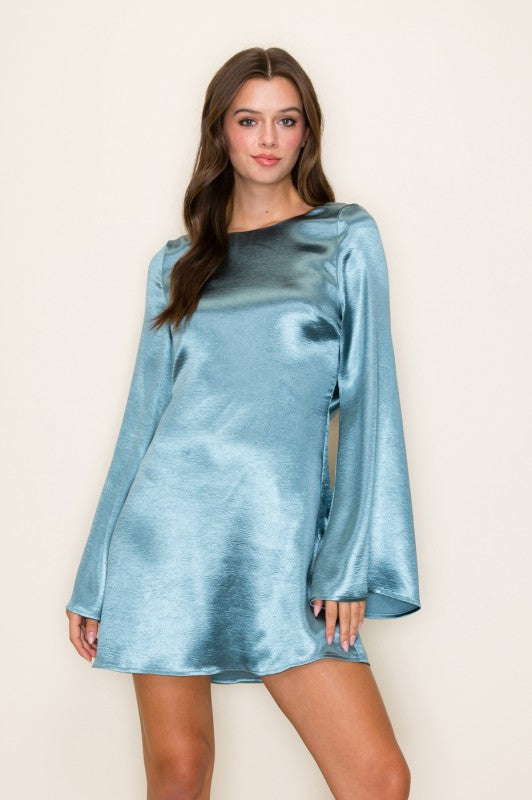 SATIN COWL BACK MINI DRESS