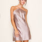 CHAIN NECK HALTER MINI DRESS